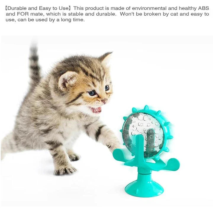 Interactive Windmill Turntable Puzzle Toy for Small Dogs and Cats - Slow Feeder for Mental Stimulation