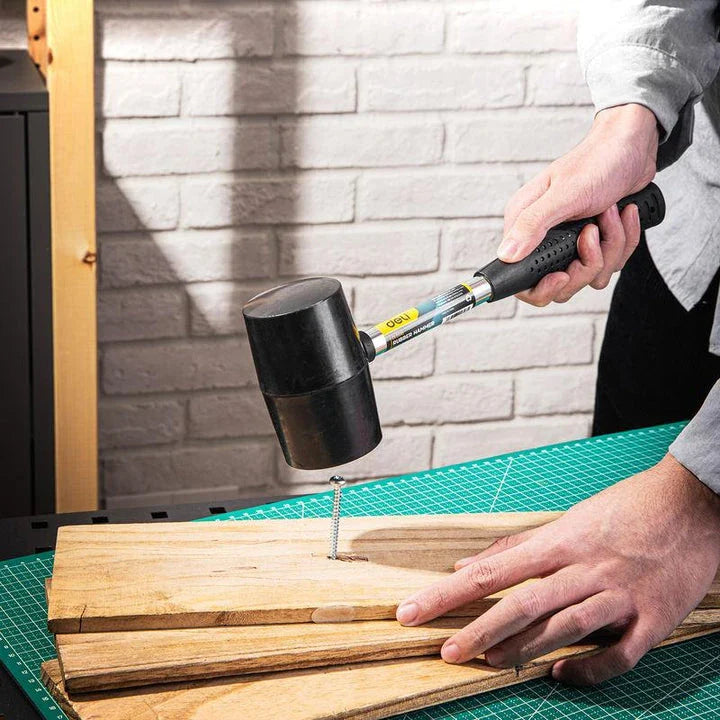 16oz Double-Sided Rubber Hammer with Steel Handle for Precise Strikes in Home Improvement and DIY Projects