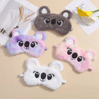 Soft, plush koala-themed sleep mask with adjustable strap for comfortable fit