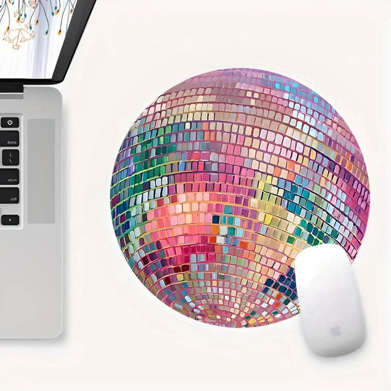 Hhomeenjoy Dazzling Pink Disco Ball Mouse Pad for Stylish Workspaces