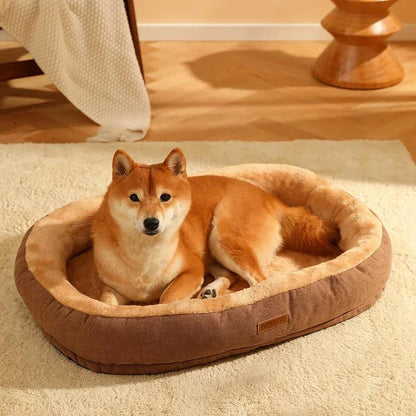 Cozy non-slip warming pet bed made of 100% cotton for small dogs and cats, available in three sizes