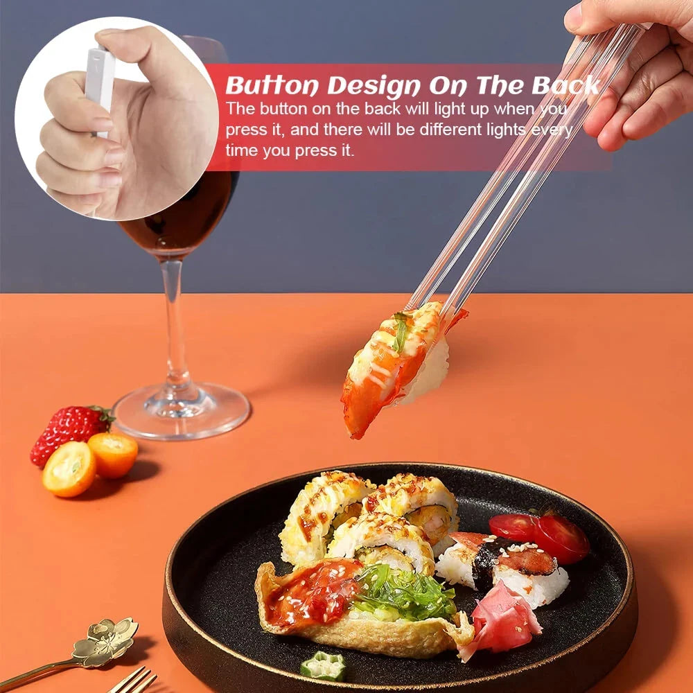 LED Lightsaber Chopsticks with bright blue illumination, perfect for adding a touch of Star Wars-inspired fun to any meal.