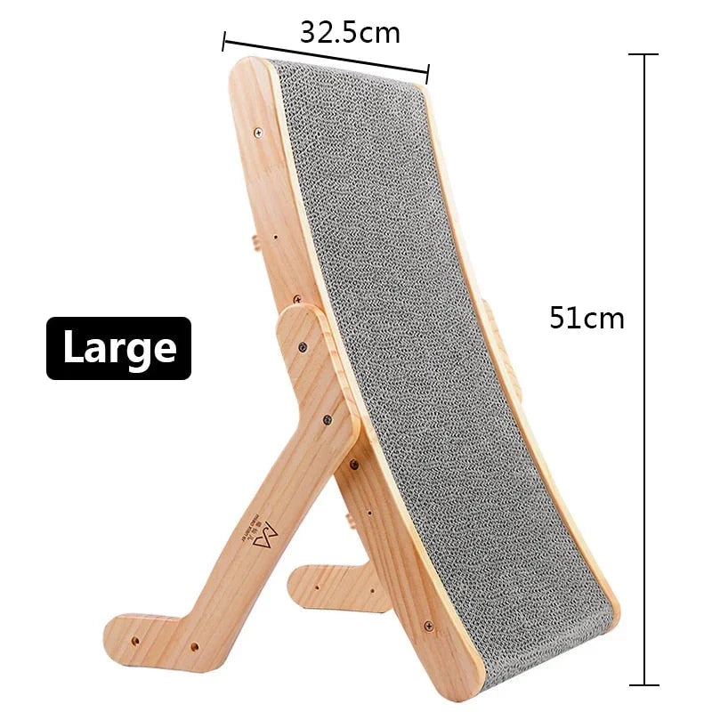 3-in-1 Premium Wooden Cat Scratcher Lounge Bed with Adjustable Scratching Angles and Micro-Arc Surface for Optimal Comfort