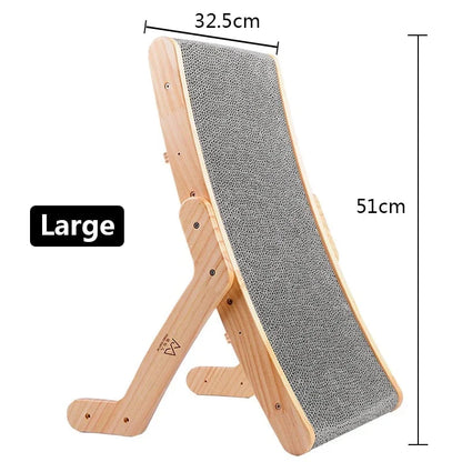 3-in-1 Premium Wooden Cat Scratcher Lounge Bed with Adjustable Scratching Angles and Micro-Arc Surface for Optimal Comfort