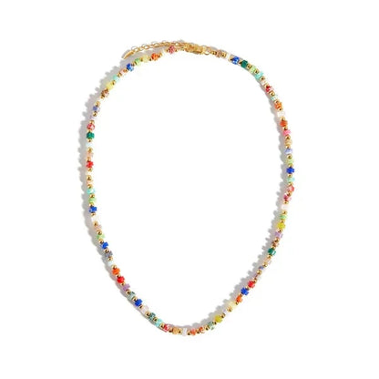 Luxurious multi-gem turquoise and Shoushan stone necklace with a classic round bead chain design