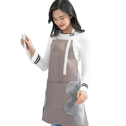 A sleek and versatile kitchen apron in a coffee color, designed for cooking and baking tasks.