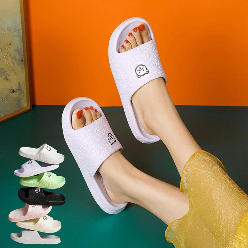 Cozy bear-themed slippers with thick, non-slip soles for indoor wear