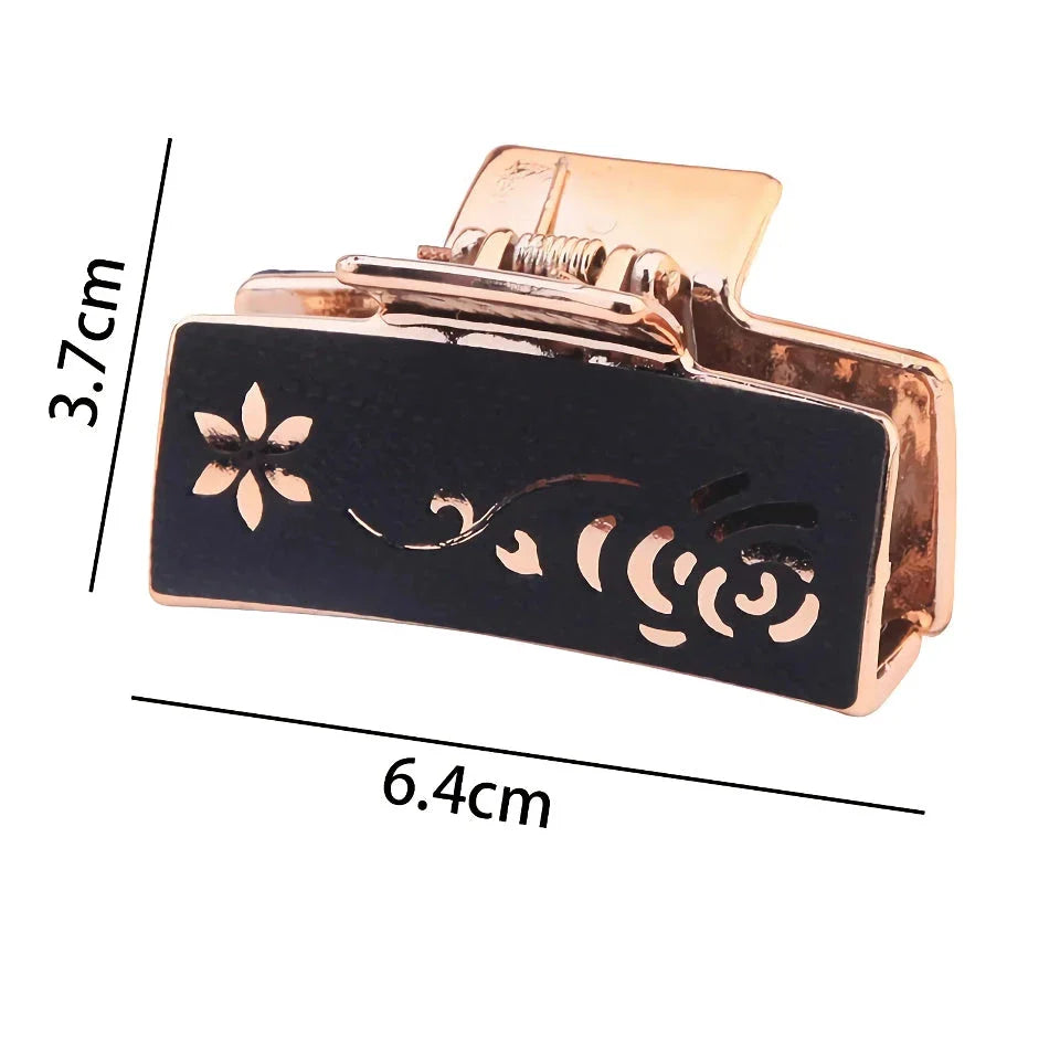 Elegant floral hair claw accessory for women, featuring a premium canvas and rubber design in a stylish brown color