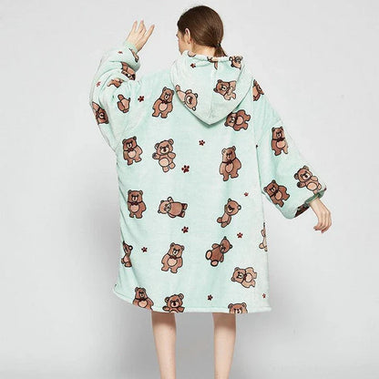 Large flannel pajamas in blue, pink, and elephant print pattern for cozy casual home comfort