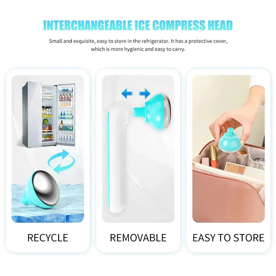 Stainless steel 360-degree rotating ice roller for comprehensive facial massage and rejuvenation