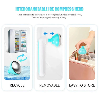 Stainless steel 360-degree rotating ice roller for comprehensive facial massage and rejuvenation