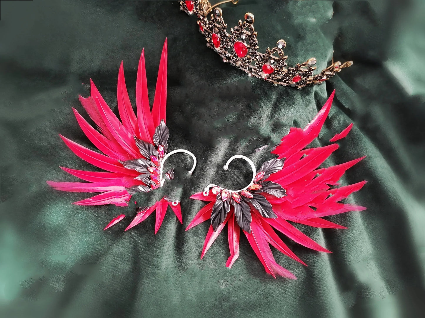 Elegant feather earrings with delicate angel wing design in various color options