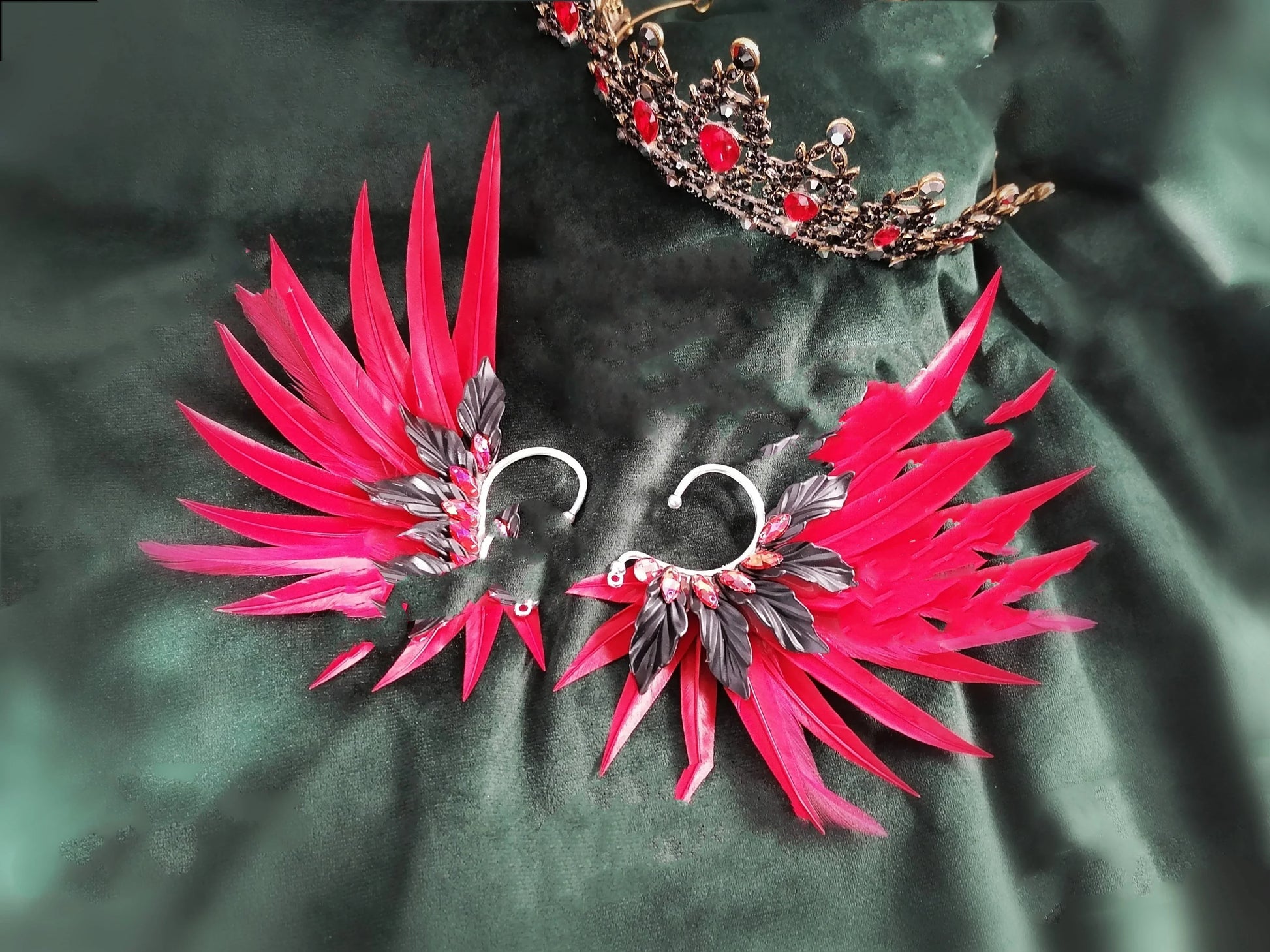 Elegant feather earrings with delicate angel wing design in various color options