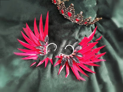 Elegant feather earrings with delicate angel wing design in various color options