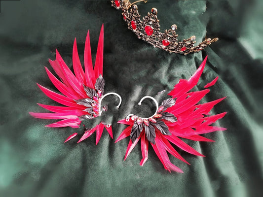 Elegant feather earrings with delicate angel wing design in various color options
