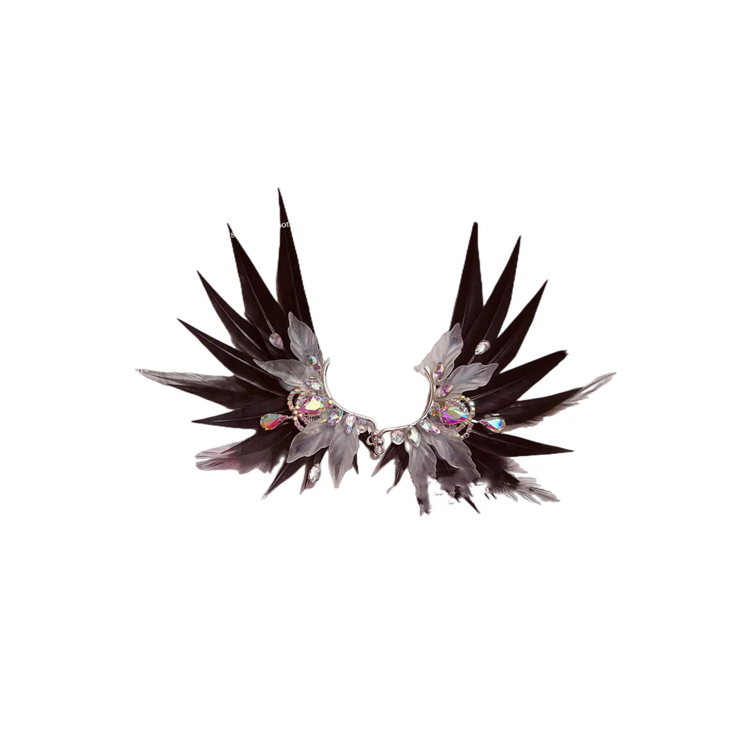 Elegant feather earrings with delicate angel wing design in various color options