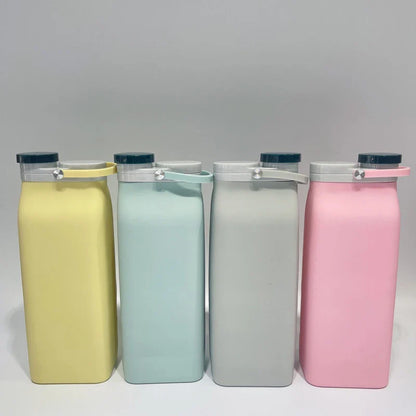 Foldable silicone drinking cup in various colors, designed for on-the-go hydration and outdoor adventures.