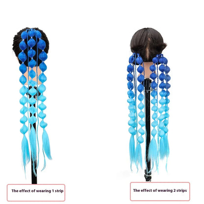 Colorful bubble braid ponytail wig made of high-quality heat-resistant fibers for a vibrant, unique style
