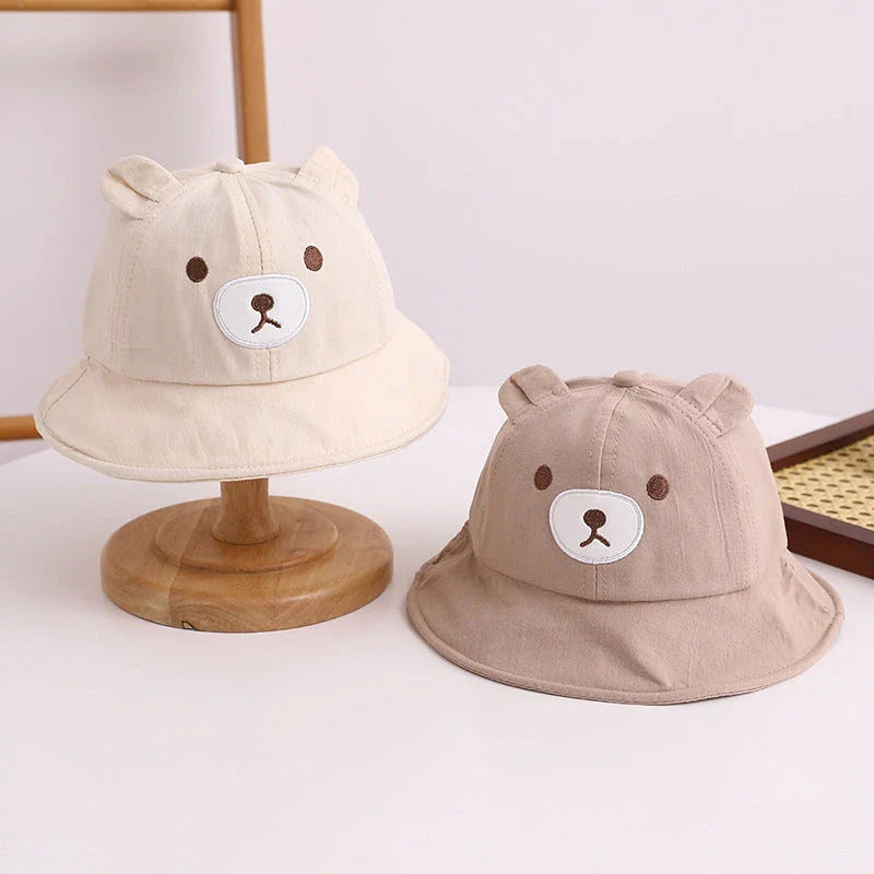 Adorable Kids Bear Decor Panama Bucket Hat with Playful Bear Ear Design for Outdoor Fun and Sun Protection