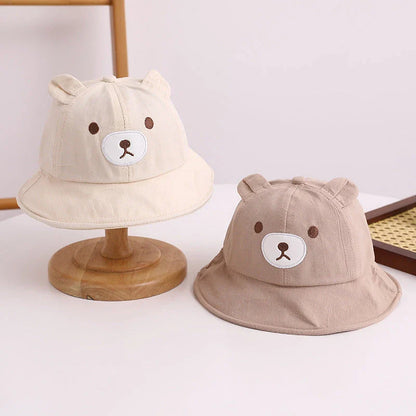 Adorable Kids Bear Decor Panama Bucket Hat with Playful Bear Ear Design for Outdoor Fun and Sun Protection