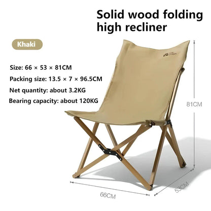 Durable outdoor folding chair with solid beech wood frame and breathable cotton canvas seating for comfortable camping and outdoor adventures