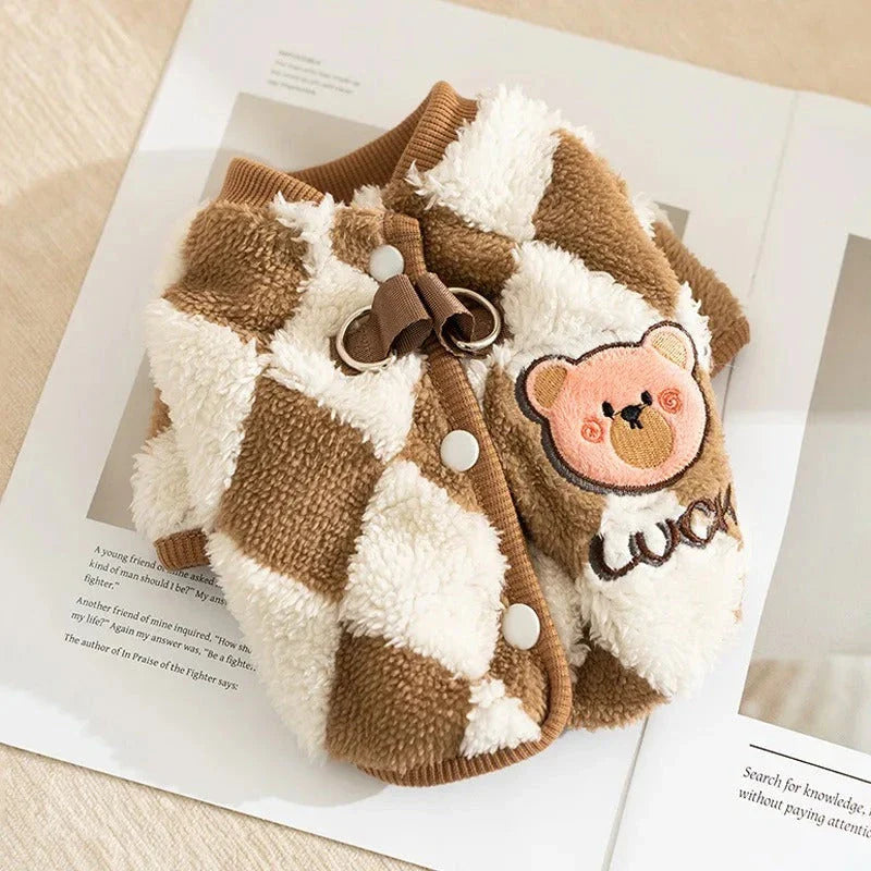 Hhomeenjoy Cozy Checkered Fleece Coat for Small & Medium Pets