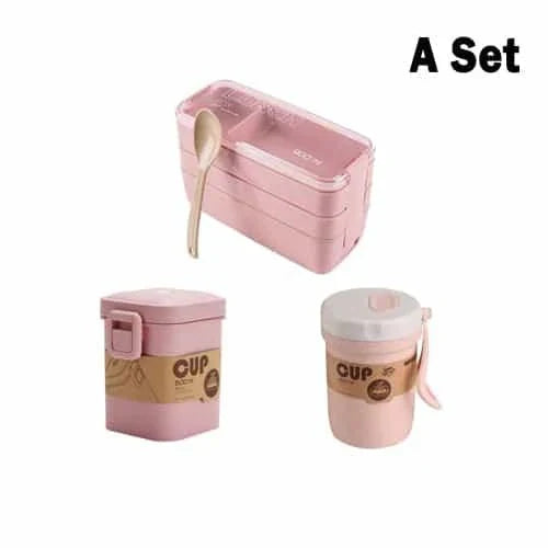 A stylish and practical 3-tier portable lunch box with separate compartments for organizing and transporting meals on the go