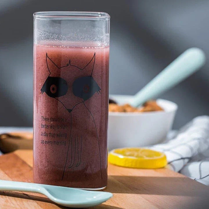 Funny Animals Glass with a playful pig design, made from eco-friendly glass with a 13oz capacity, perfect for everyday use.