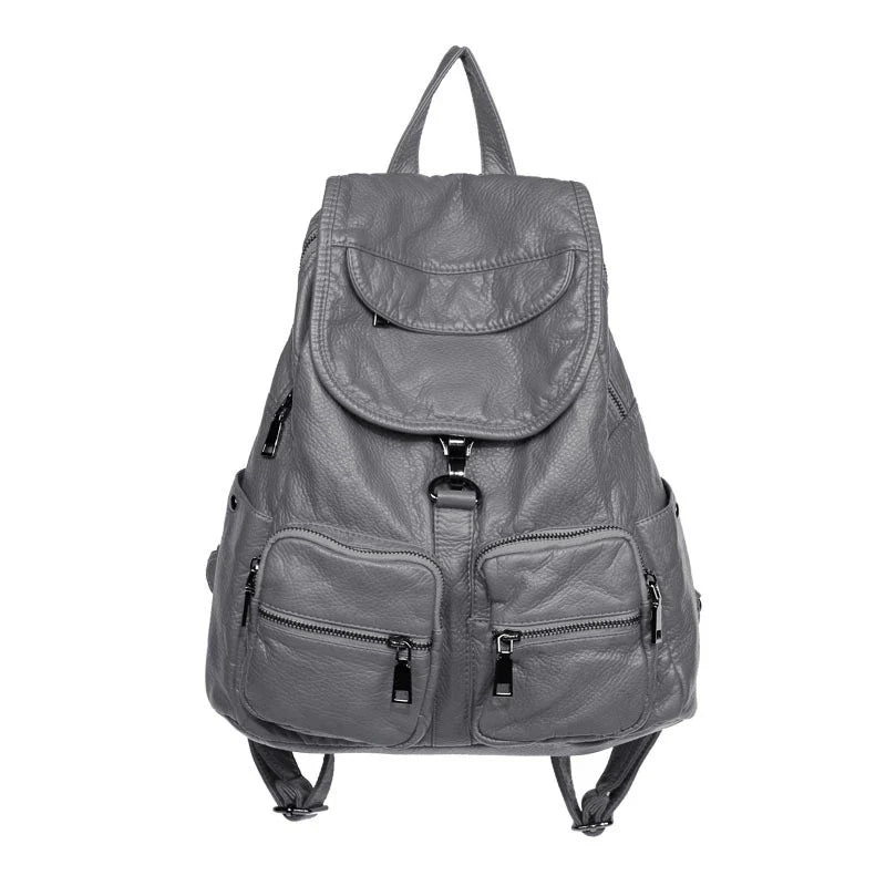 Fashionable leather backpack with multiple storage pockets and adjustable straps for comfort and organization