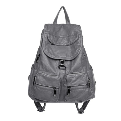 Fashionable leather backpack with multiple storage pockets and adjustable straps for comfort and organization