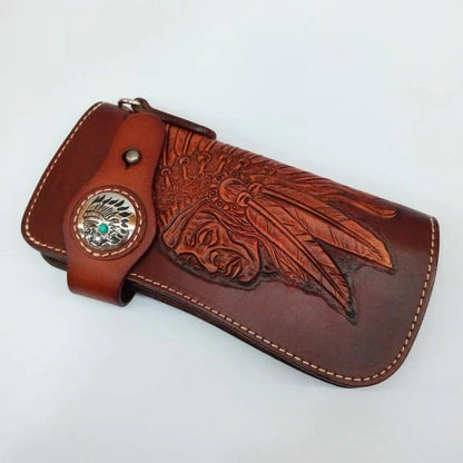 Premium personalized leather wallet with stylish cloth exterior, featuring multiple card slots, coin pocket, and roomy main compartment for organized storage.