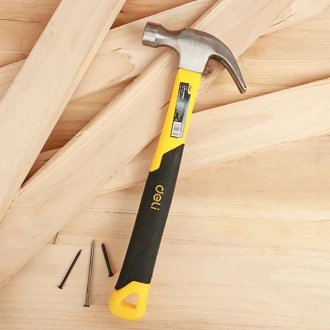 Durable High Carbon Steel Claw Hammer with Comfortable Fiber Handle for Versatile Woodworking and Home Repair Tasks