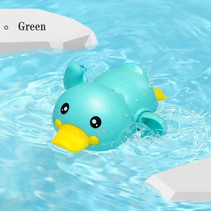 A set of colorful clockwork bathing ducks swimming in the water, providing fun and engaging bath time entertainment for children aged 0-6 years.