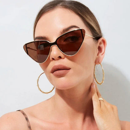 Fashionable steampunk-inspired cat eye sunglasses with gradient lenses and UV400 protection for men and women