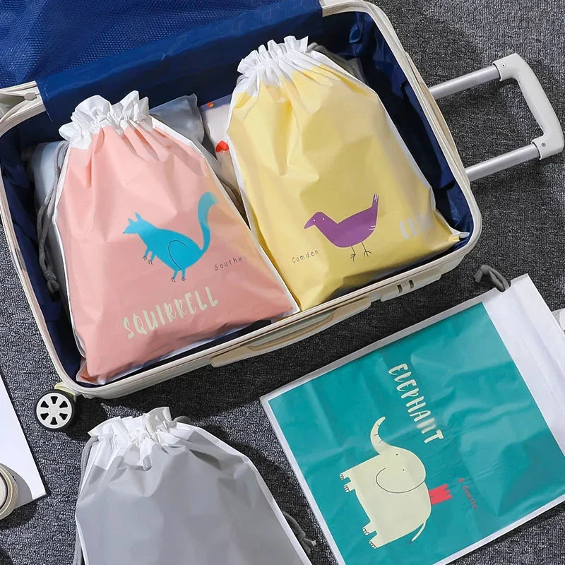 Cartoon Cute Large Capacity Waterproof Drawstring Storage Bag in Yellow Color