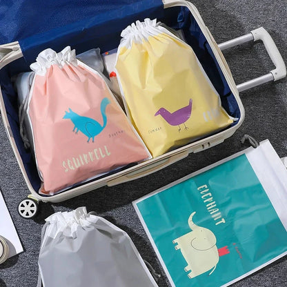 Cartoon Cute Large Capacity Waterproof Drawstring Storage Bag in Yellow Color