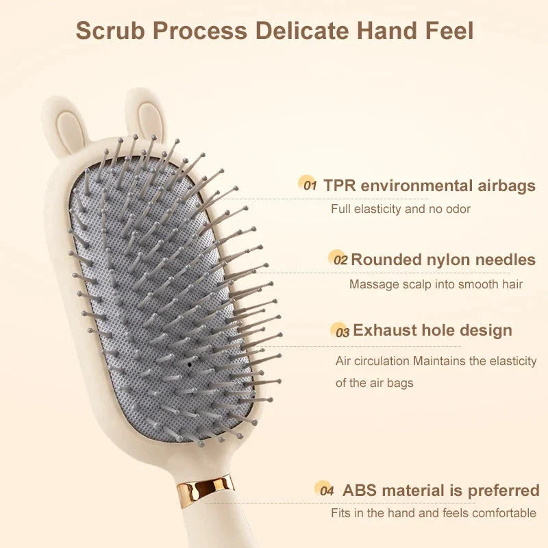 Portable heart-shaped scalp massage comb with airbag feature for curly hair and antistatic design