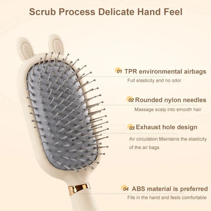 Portable heart-shaped scalp massage comb with airbag feature for curly hair and antistatic design