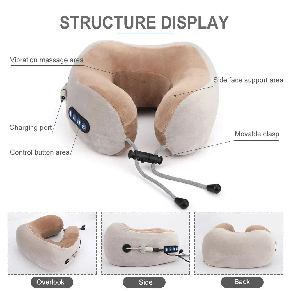 Ergonomic electric neck and shoulder massager with U-shaped design and adjustable massage settings