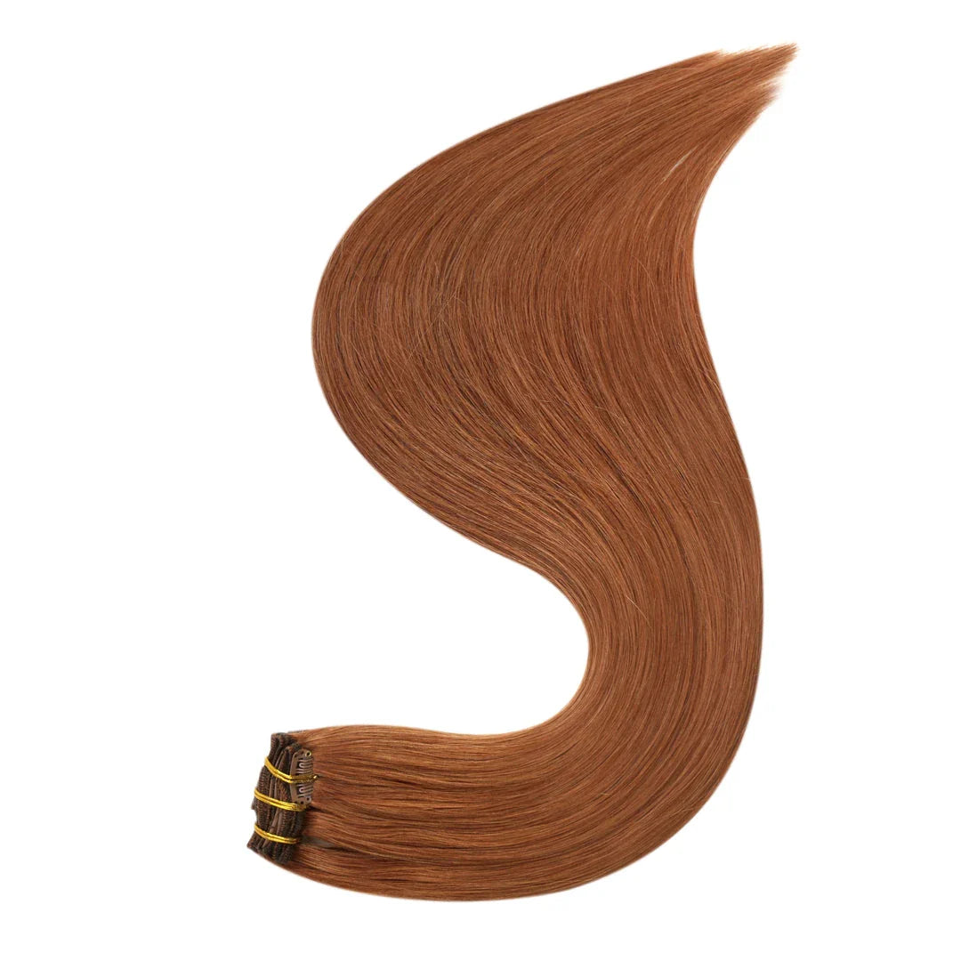 12-inch clip-in human hair extensions in balayage highlight blonde color for luxurious and glamorous hairstyles