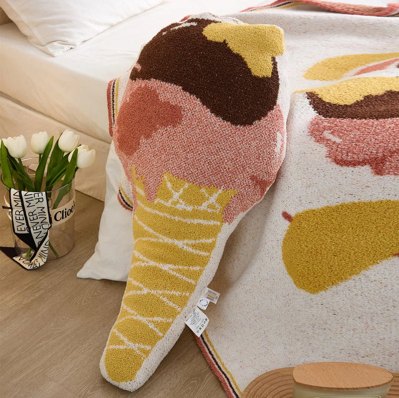 Hhomeenjoy Cozy and Cute Kawaii Ice Cream Throw Pillow