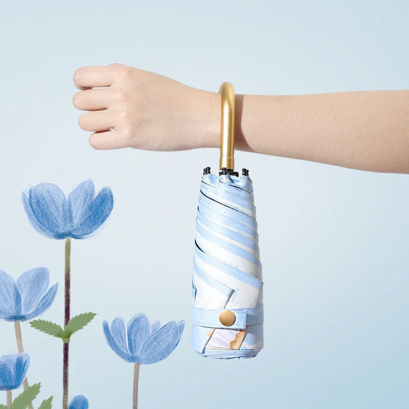 Compact Folding UV Parasol - Lightweight, Waterproof, and UV-Resistant Umbrella for Rain and Sun Protection