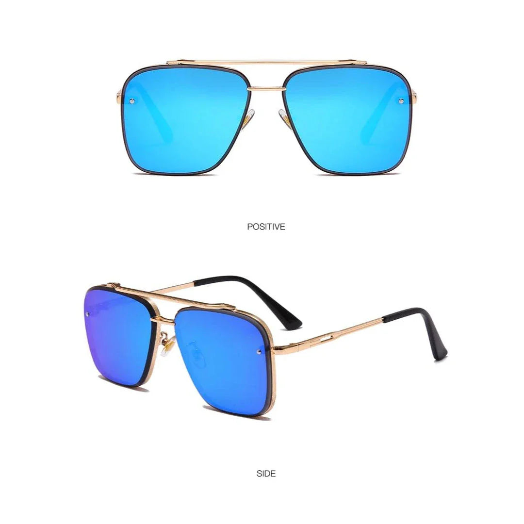 Classic Vintage Square Sunglasses with Durable Alloy Frame and UV400 Polycarbonate Lenses