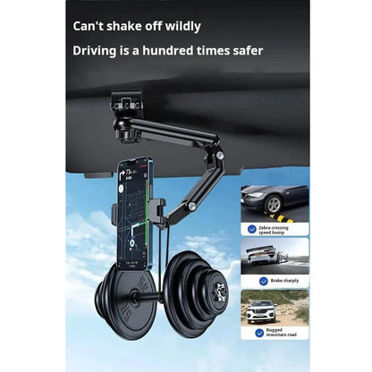 360-degree adjustable rearview mirror car phone mount with universal fit for smartphones