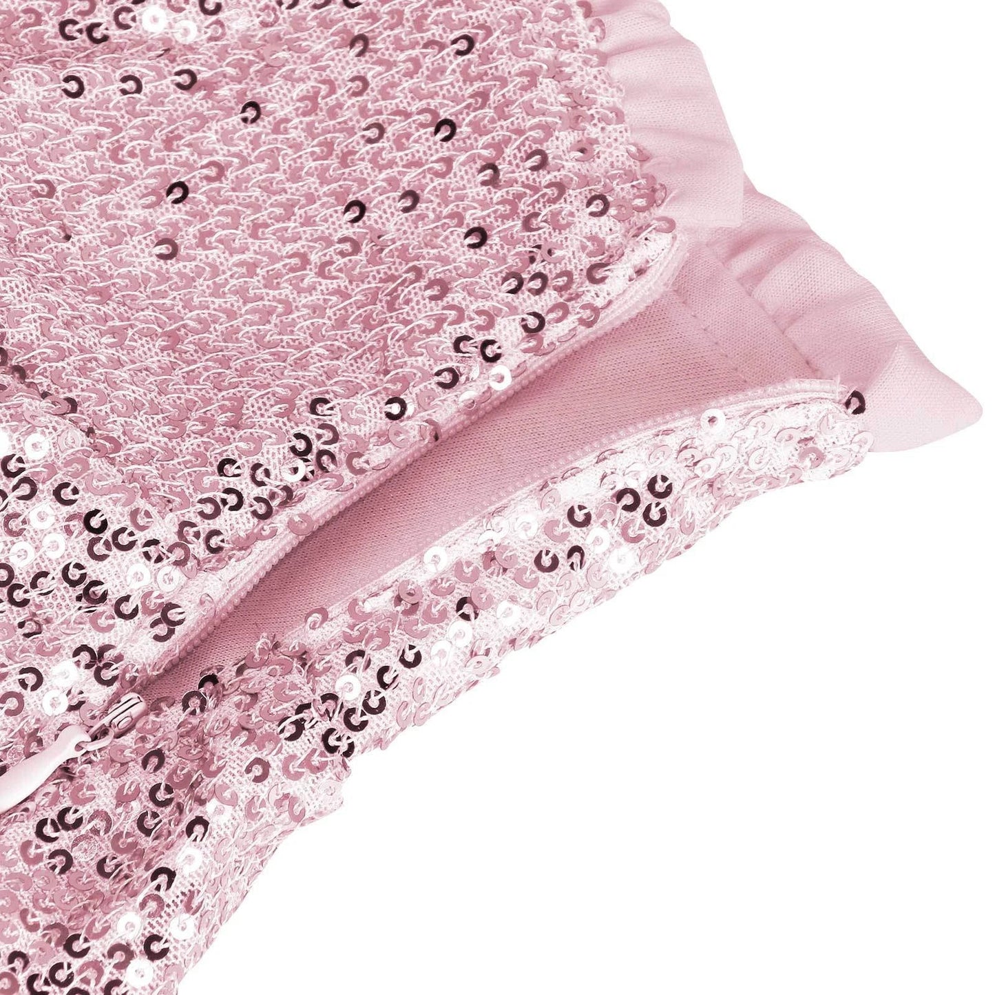 A shimmering sequin-embellished pleated skirt in a stylish rose red color, perfect for party nights and special occasions.