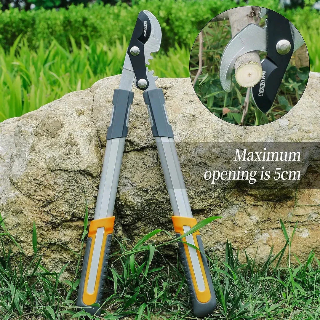 Professional Ratchet Pruning Shears with Extendable Long Handle for Effortless Gardening and Plant Maintenance