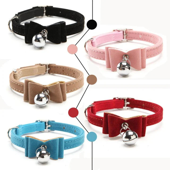 Elastic Cat Collar with Jingle Bell - Soft, Adjustable Velvet Accessory for Cats