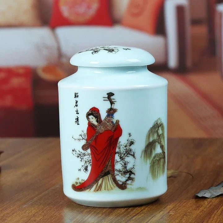 Elegant Asian-inspired handcrafted ceramic tea canisters in various colors, designed to preserve tea freshness and enhance your tea ritual