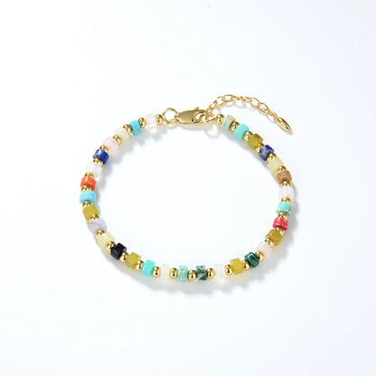 Luxurious multi-gem turquoise and Shoushan stone necklace with a classic round bead chain design