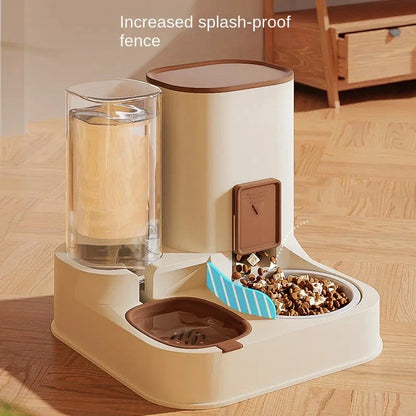Ceramic and plastic automatic cat feeder with large water dispenser, providing hassle-free and healthy pet care